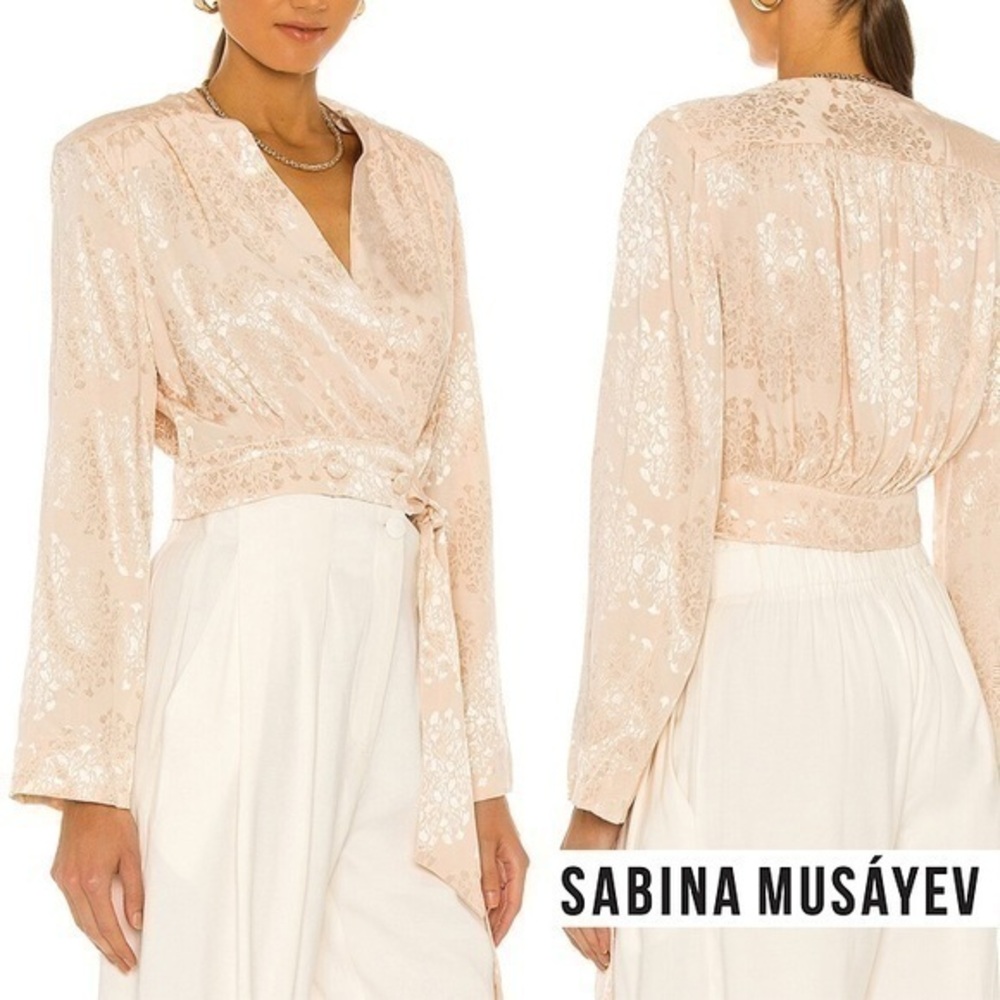 Sabina Musayev NWT Julianna Beige Long Sleeve Drape Blouse XS